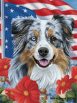 Australian Shepherd Blue Merle - Best of Breed  Patriotic I All-American Outdoor House and Garden Flag