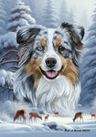 Australian Shepherd Blue Merle - Best of Breed  Winter Wonderland Outdoor House and Garden Flag