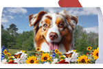 Australian Shepherd Red Merle - Best of Breed Summer Flowers Mailbox Cover Hi-Grade Vinyl 6" x 19"