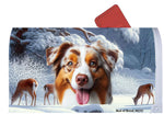 Australian Shepherd Red Merle - Best of Breed Winter Wonderland Mailbox Cover Hi-Grade Vinyl 6" x 19"