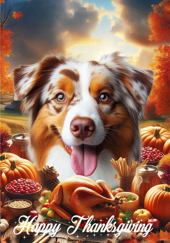 Australian Shepherd Red Merle - Best of Breed  Thanksgiving Outdoor House and Garden Flag