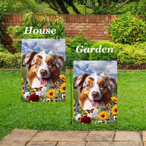 Australian Shepherd Red Merle - Best of Breed  Summer Fields Outdoor House and Garden Flag
