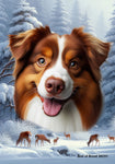 Australian Shepherd Red Tri - Best of Breed  Winter Wonderland Outdoor House and Garden Flag