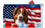 Australian Shepherd Red Tri - Best of Breed Patriotic Mailbox Cover Hi-Grade Vinyl 6" x 19"