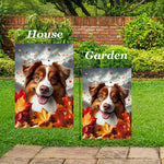 Australian Shepherd Red Tri - Best of Breed  Fall Leaves Outdoor House and Garden Flag