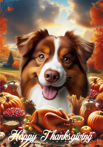 Australian Shepherd Red Tri - Best of Breed  Thanksgiving Outdoor House and Garden Flag