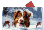 Australian Shepherd Red Tri - Best of Breed Winter Wonderland Mailbox Cover Hi-Grade Vinyl 6" x 19"