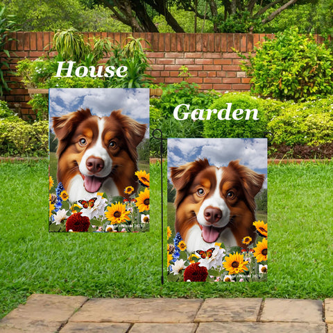 Australian Shepherd Red Tri - Best of Breed  Summer Fields Outdoor House and Garden Flag