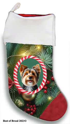 Australian Terrier - Best of Breed  Christmas Stocking 13.5"  Red Gaming Cloth with Red Lining ,Plush White Cuff