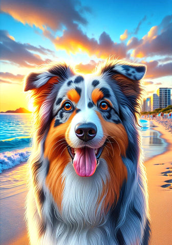 Australian Shepherd  - Best of Breed DCR Summer Sunset Outdoor House and Garden Flag