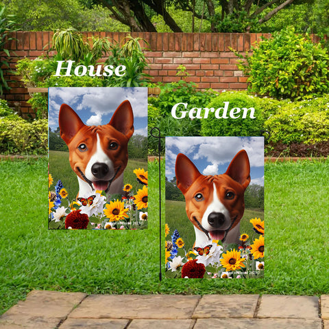 Basenji Red and White  - Best of Breed  Summer Fields Outdoor House and Garden Flag
