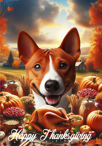 Basenji Red and White  - Best of Breed  Thanksgiving Outdoor House and Garden Flag