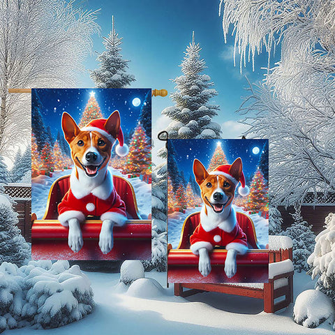 Basenji Red - Best of Breed DCR Christmas Outdoor House and Garden Flag