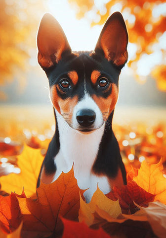 Basenji Tri - Best of Breed DCR Falling Leaves Outdoor Flag