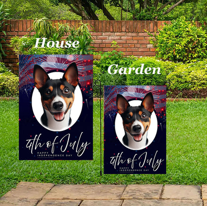 Basenji Tri  - Best of Breed  Independence Day July 4th Fourth of July   Outdoor House and Garden Flag