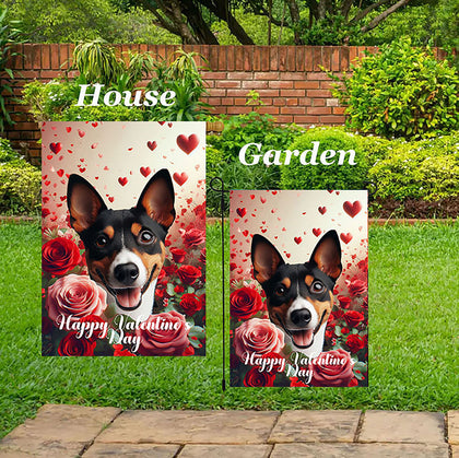 Basenji Tri  - Best of Breed  Valentine's Day Outdoor House and Garden Flag