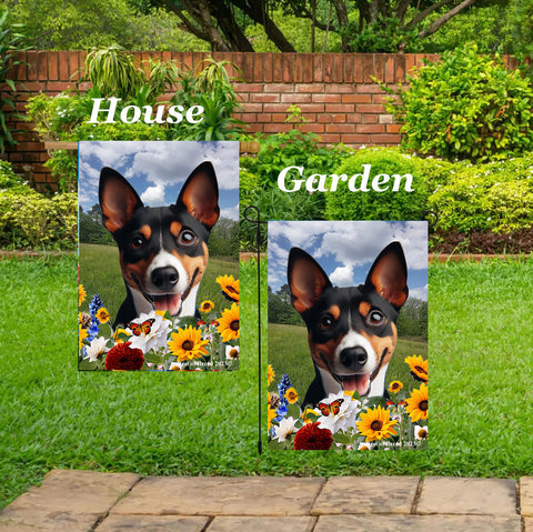 Basenji Tri  - Best of Breed  Summer Fields Outdoor House and Garden Flag