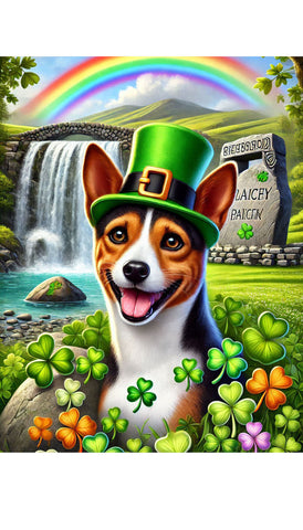 Basenji Tri - Best of Breed DCR Saint Patricks Day Day Outdoor House and Garden Flag