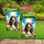 Basset Hound Open Tri - Best of Breed  Summer Butterflies Outdoor House and Garden Flag