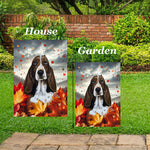 Basset Hound - Best of Breed  Fall Leaves Outdoor House and Garden Flag