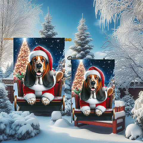 Basset Hound - Best of Breed DCR Christmas Outdoor House and Garden Flag