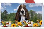 Basset Hound - Best of Breed Summer Flowers Mailbox Cover Hi-Grade Vinyl 6" x 19"