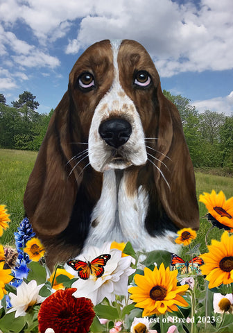 Basset Hound - Best of Breed  Summer Fields Outdoor House and Garden Flag