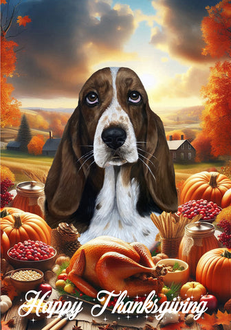 Basset Hound - Best of Breed  Thanksgiving Outdoor House and Garden Flag