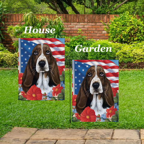Basset Hound - Best of Breed  Patriotic I All-American Outdoor House and Garden Flag