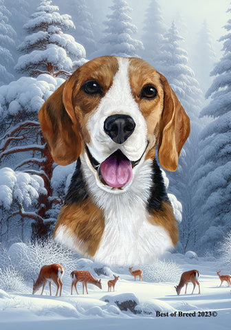 Beagle -  Best of Breed  Winter Wonderland Outdoor House and Garden Flag