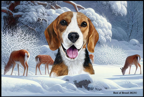 Beagle -  Best of Breed Winter Wonderland Floor Mat Tufted Loop 18" x 27"