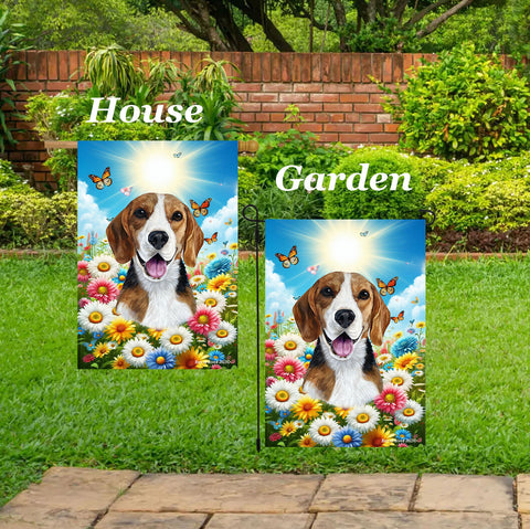 Beagle -  Best of Breed  Summer Butterflies Outdoor House and Garden Flag