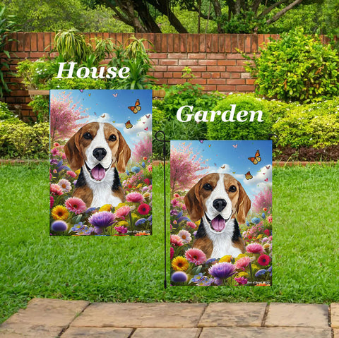 Beagle -  Best of Breed  Spring Butterflies Outdoor House and Garden Flag