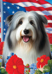 Bearded Collie Blue/White - Best of Breed  Patriotic I All-American Outdoor House and Garden Flag