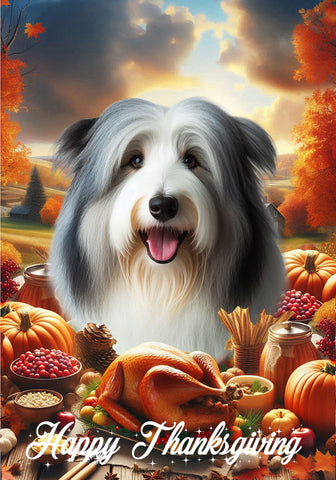 Bearded Collie Blue/White - Best of Breed  Thanksgiving Outdoor House and Garden Flag