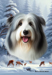 Bearded Collie Blue/White - Best of Breed  Winter Wonderland Outdoor House and Garden Flag