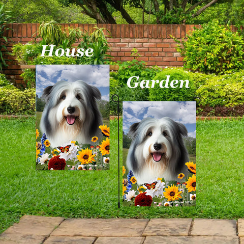 Bearded Collie Blue/White - Best of Breed  Summer Fields Outdoor House and Garden Flag