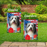 Bearded Collie Blue/White - Best of Breed  Patriotic I All-American Outdoor House and Garden Flag