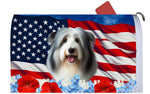 Bearded Collie Blue/White - Best of Breed Patriotic Mailbox Cover Hi-Grade Vinyl 6" x 19"