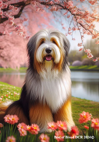 Bearded Collie -  Best of Breed DCR Spring House and Garden Flag