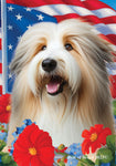 Bearded Collie Tan/White - Best of Breed  Patriotic I All-American Outdoor House and Garden Flag