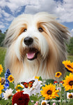 Bearded Collie Tan/White - Best of Breed  Summer Fields Outdoor House and Garden Flag