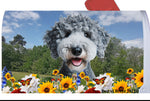 Bedlington Terrier Blue - Best of Breed Summer Flowers Mailbox Cover Hi-Grade Vinyl 6" x 19"