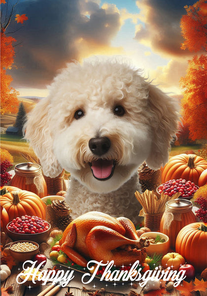 Bedlington Terrier Sandy - Best of Breed  Thanksgiving Outdoor House and Garden Flag
