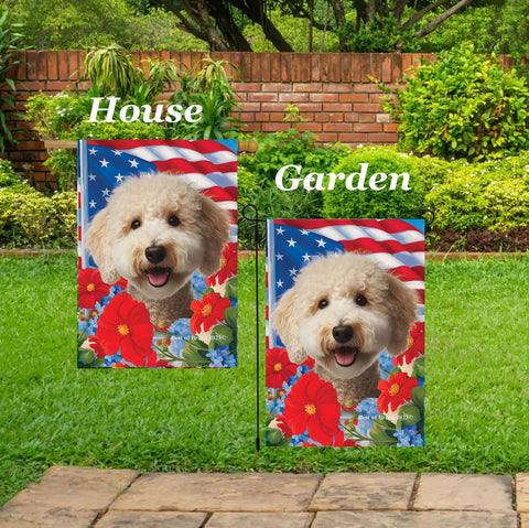 Bedlington Terrier Sandy - Best of Breed  Patriotic I All-American Outdoor House and Garden Flag