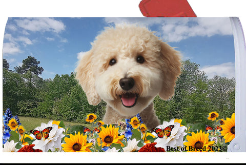 Bedlington Terrier Sandy - Best of Breed Summer Flowers Mailbox Cover Hi-Grade Vinyl 6" x 19"