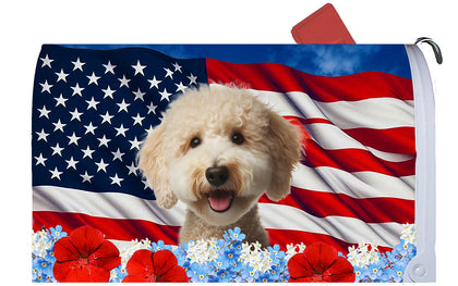 Bedlington Terrier Sandy - Best of Breed Patriotic Mailbox Cover Hi-Grade Vinyl 6" x 19"