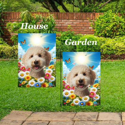 Bedlington Terrier Sandy - Best of Breed  Summer Butterflies Outdoor House and Garden Flag