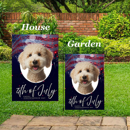 Bedlington Terrier Sandy - Best of Breed  Independence Day July 4th Fourth of July   Outdoor House and Garden Flag