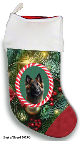 Belgian Laekenois - Best of Breed  Christmas Stocking 13.5"  Red Gaming Cloth with Red Lining ,Plush White Cuff